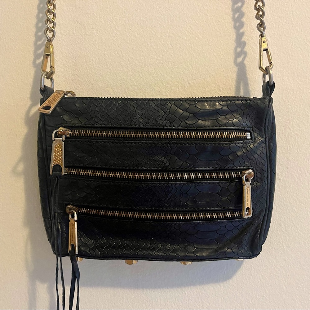 Rebecca Minkoff black crocodile crossbody bag